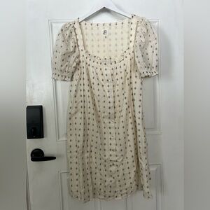 Chic Cream and Black Patterned Midi Dress